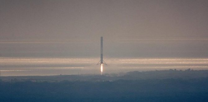 SpaceX Falcon 9 rocket on its return landing 670x330 - SpaceX Falcon 9 Rocket Succesfully Lands After First US Military Mission